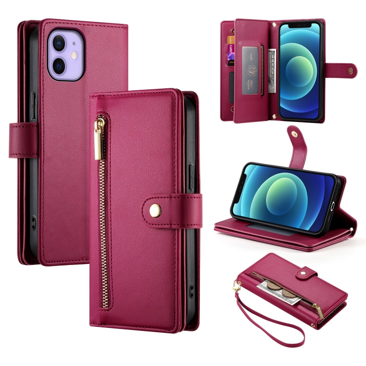 Nine Card-slot Zipper Wallet Bag Leather Phone Case