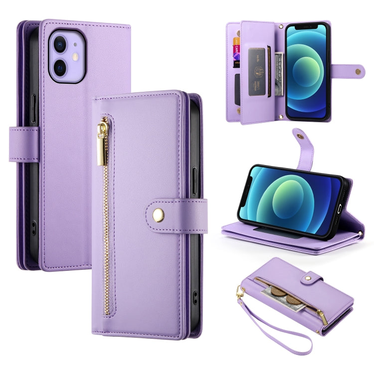 Nine Card-slot Zipper Wallet Bag Leather Phone Case