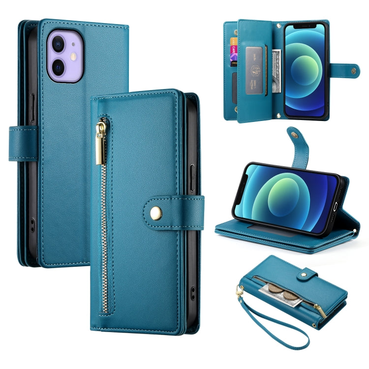 Nine Card-slot Zipper Wallet Bag Leather Phone Case