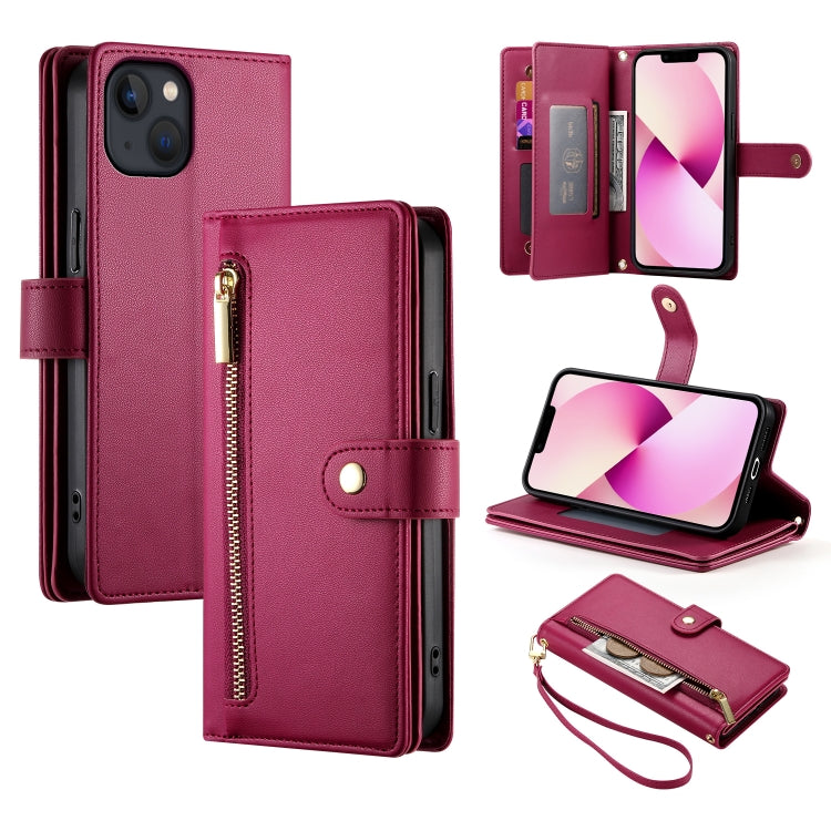 Nine Card-slot Zipper Wallet Bag Leather Phone Case