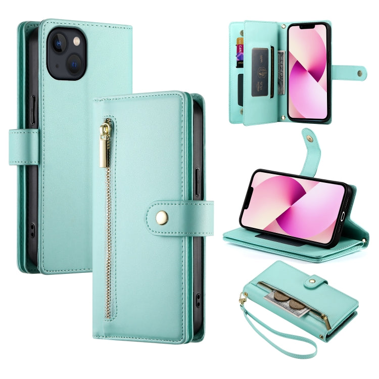 Nine Card-slot Zipper Wallet Bag Leather Phone Case