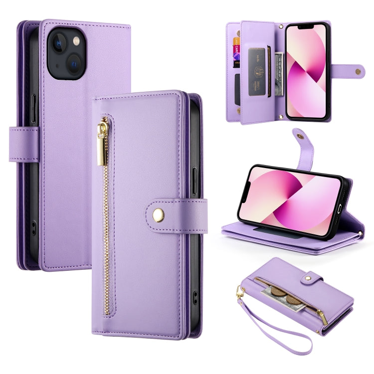 Nine Card-slot Zipper Wallet Bag Leather Phone Case