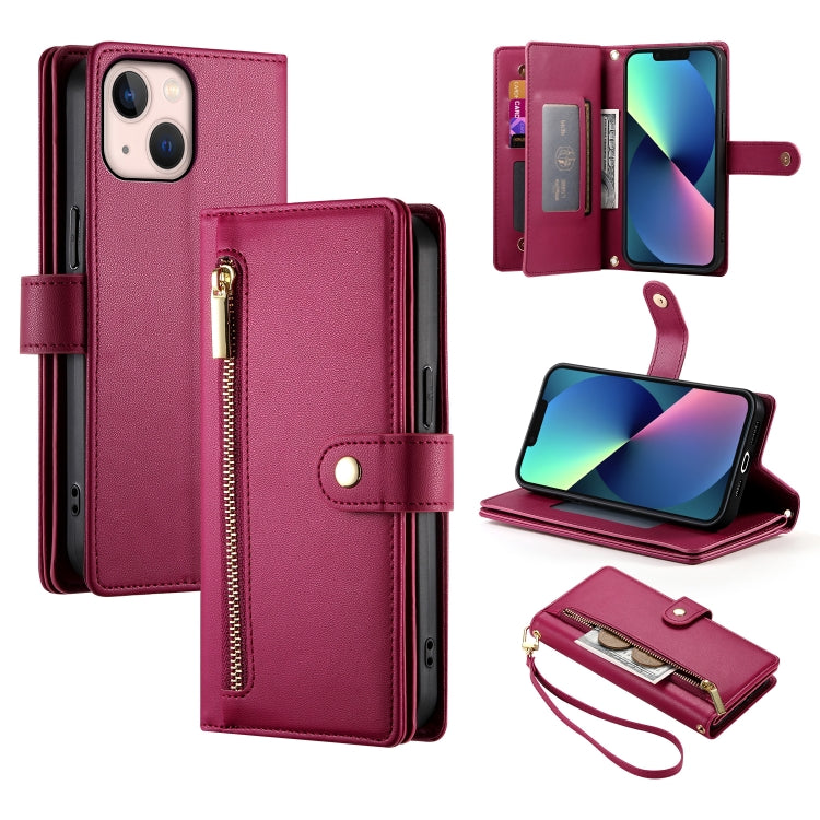 Nine Card-slot Zipper Wallet Bag Leather Phone Case