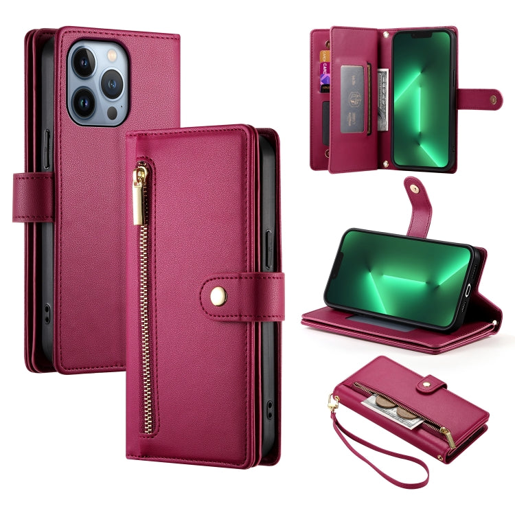 Nine Card-slot Zipper Wallet Bag Leather Phone Case