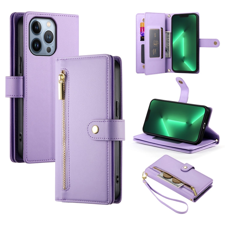 Nine Card-slot Zipper Wallet Bag Leather Phone Case