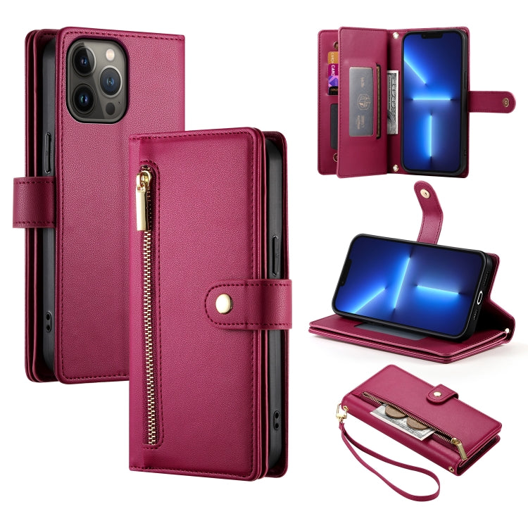 Nine Card-slot Zipper Wallet Bag Leather Phone Case