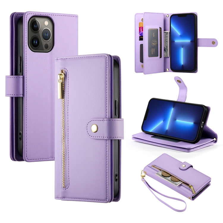 Nine Card-slot Zipper Wallet Bag Leather Phone Case