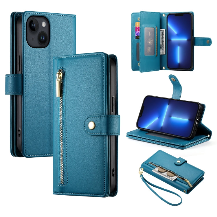 Nine Card-slot Zipper Wallet Bag Leather Phone Case