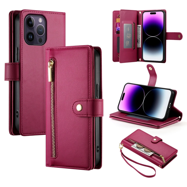 Nine Card-slot Zipper Wallet Bag Leather Phone Case