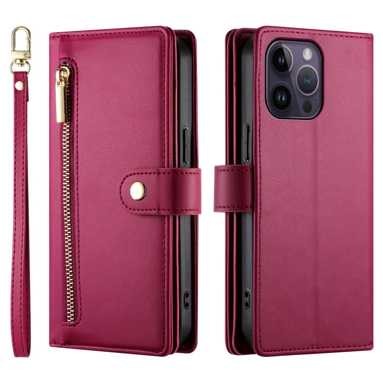 Nine Card-slot Zipper Wallet Bag Leather Phone Case