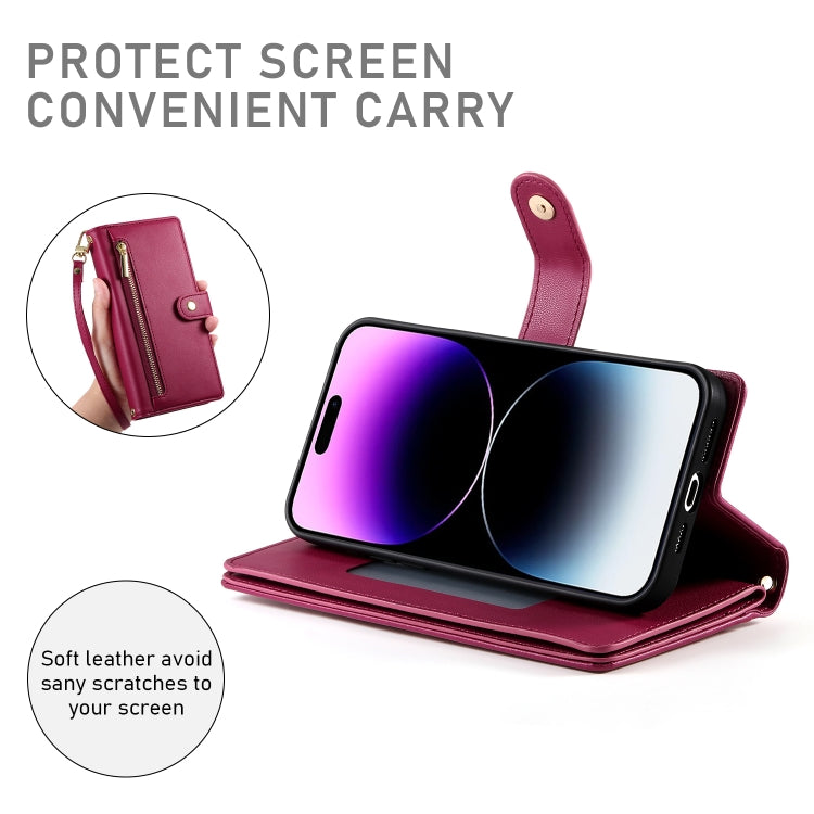 Nine Card-slot Zipper Wallet Bag Leather Phone Case