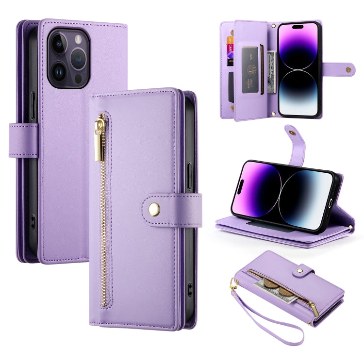 Nine Card-slot Zipper Wallet Bag Leather Phone Case