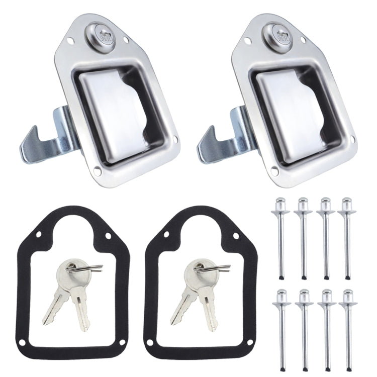 2 Sets / Pack Trailer / Yacht / Truck Stainless Steel Tool Box Lock Paddle Latch & Keys, 2 Sets / Pack