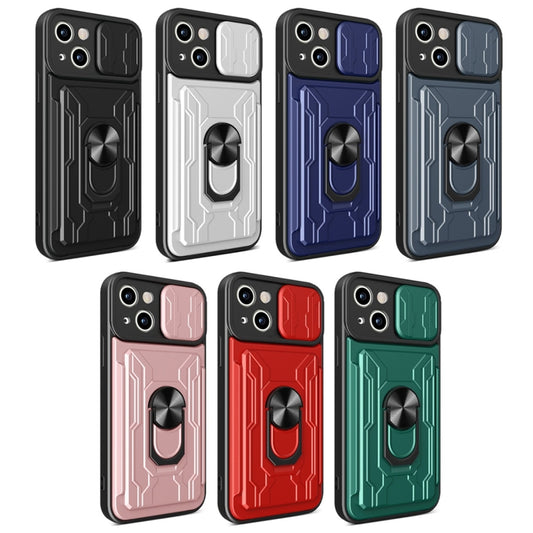 Sliding Camshield TPU+PC Phone Case with Card Slot, For iPhone 15