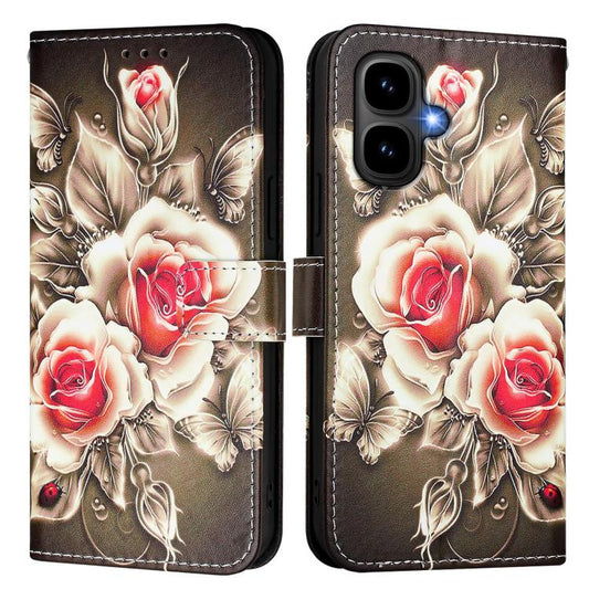 Colored Drawing Pattern Plain Weave Leather Phone Case