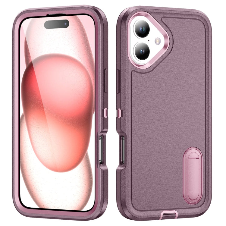 Rugged PC + Silicone Phone Case with Holder, For iPhone 18 Pro / 17 Pro, For iPhone 18 Pro Max / 17 Pro Max, For iPhone 17e / 16e, For iPhone 17, For iPhone Air, For iPhone 16 Pro Max, For iPhone 16 Pro, For iPhone 16 Plus, For iPhone 16