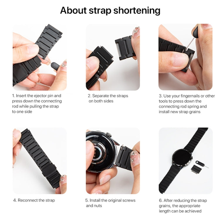 One-bead Bamboo Magnetic Buckle Pure Titanium Watch Band, 22mm