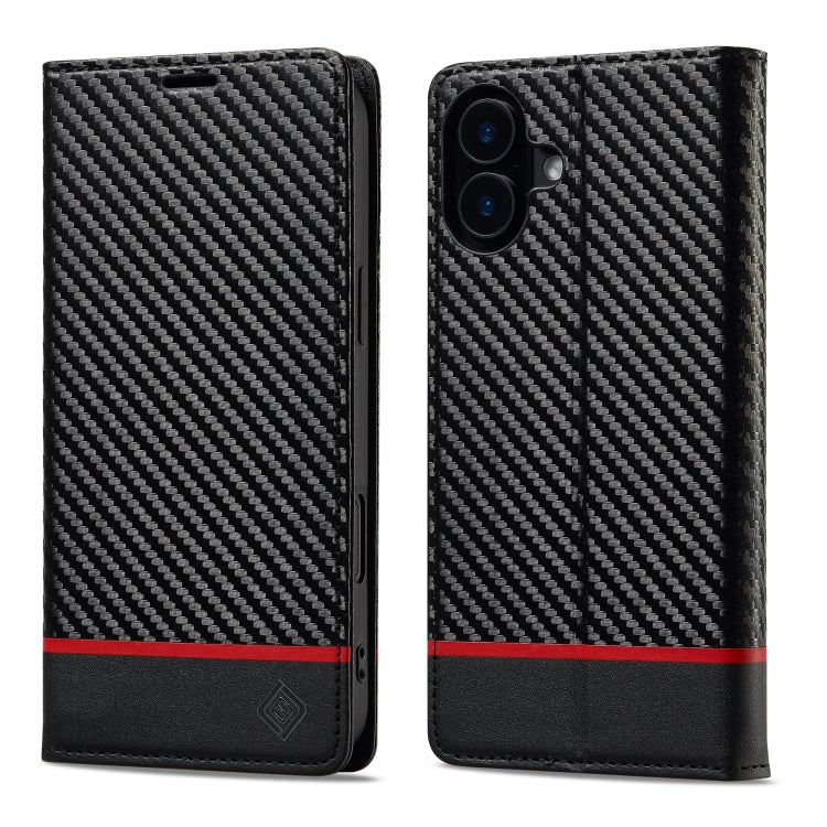 LC.IMEEKE Carbon Fiber Leather Phone Case, For iPhone 18 Pro / 17 Pro, For iPhone 18 Pro Max/17 Pro Max, For iPhone 17e / 16e, For iPhone 17, For iPhone Air, For iPhone 16 Pro Max, For iPhone 16 Pro, For iPhone 16 Plus, For iPhone 16