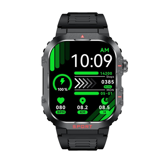Montre connectée G45 avec écran de 2,01 pouces, bracelet en silicone, étanche 10 m, prend en charge la lampe de poche / les appels Bluetooth / la VRC