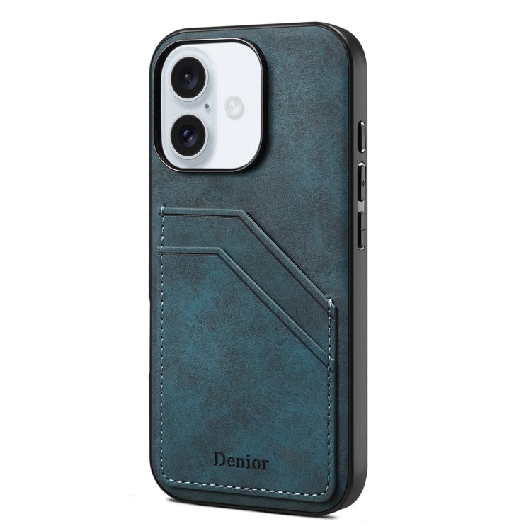 Denior D09 PU Dual Card Slot Back Cover Phone Case, For iPhone 18 Pro / 17 Pro, For iPhone 18 Pro Max / 17 Pro Max, For iPhone 17e / 16e, For iPhone 17, For iPhone Air, For iPhone 16 Pro Max, For iPhone 16 Pro, For iPhone 16 Plus, For iPhone 16