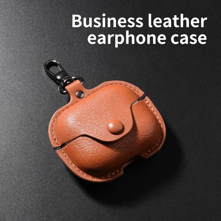 Business Leather Bluetooth Earphone Protective Case with Hook