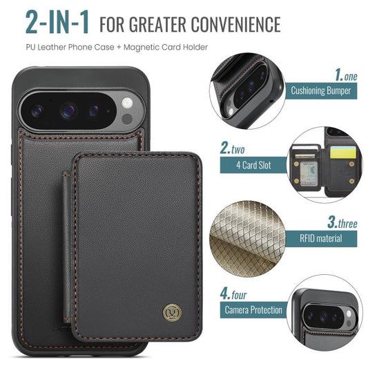 JEEHOOD J05 Business Magnetic Style RFID Leather Phone Case, For Google Pixel 11 Pro XL, For Google Pixel 11 / 11 Pro, For Google Pixel 10a, For Google Pixel 9a, For Google Pixel 9 Pro XL, For Google Pixel 9 / 9 Pro