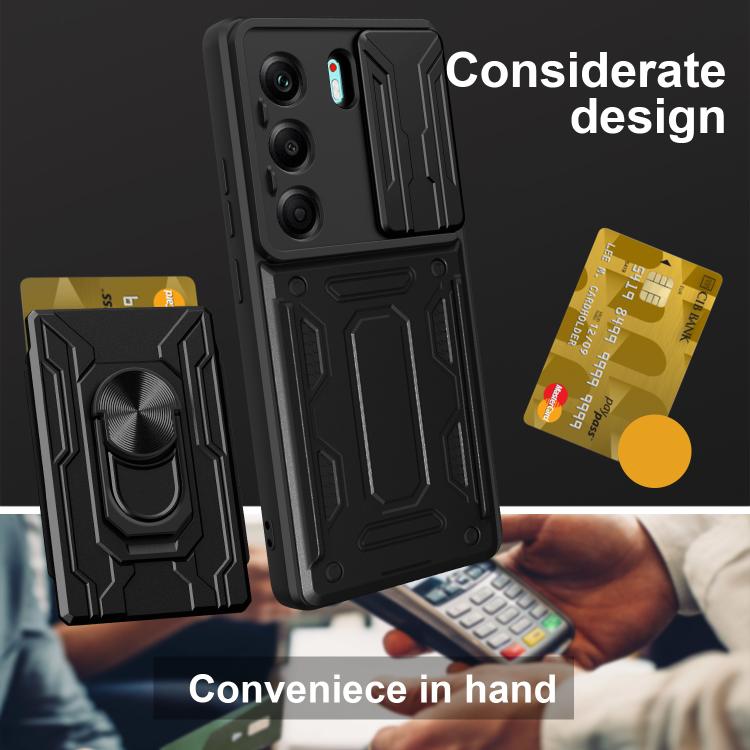 Sliding Camshield TPU+PC Phone Case with Card Slot, For Tecno Camon 40, For Tecno Camon 40 Pro 5G, For Tecno Pova 6 Pro / Pova 6