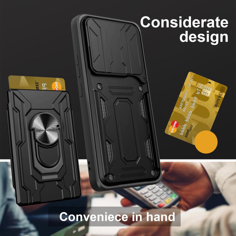 Sliding Camshield TPU+PC Phone Case with Card Slot