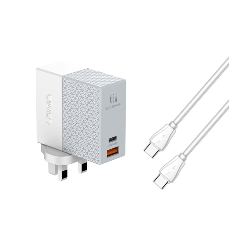 LDNIO A2620C PD3.0 65W USB Power Adapter Travel Charger with Type-C to Type-C Cable, EU Plug, US Plug, UK Plug