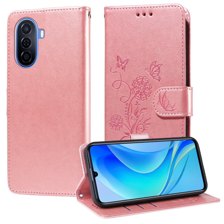 Geprägte Schmetterlingsblumen Leder Handyhülle, für Huawei nova 10 Pro, für Huawei nova 10, für Huawei nova Y90, für Huawei nova Y70 Plus