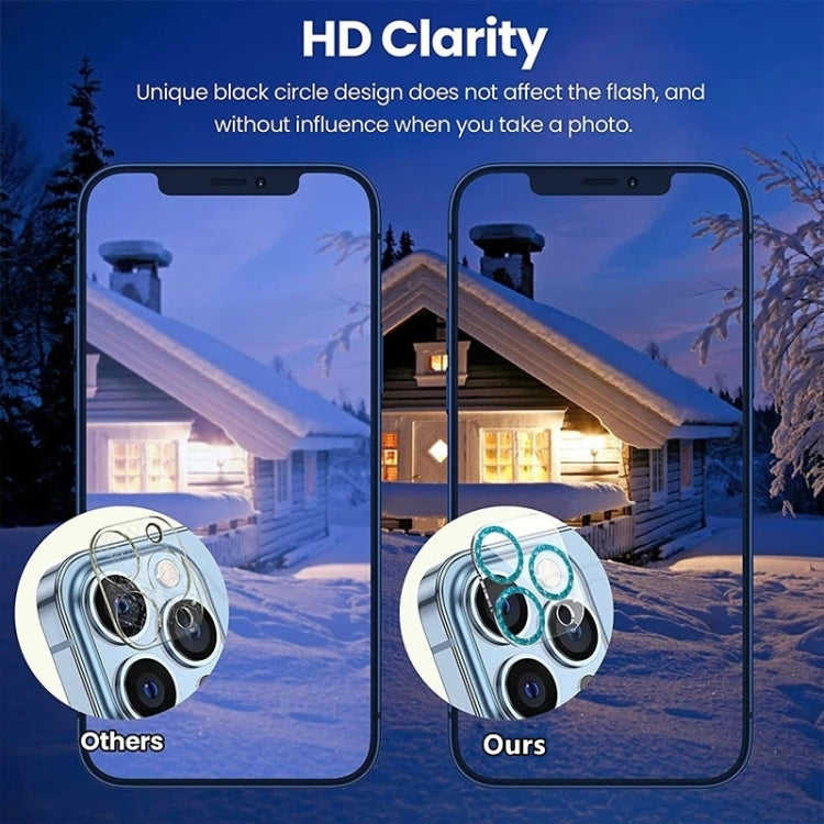 Glitter Ring Tempered Glass Camera Lens Film, For iPhone 16 Pro / 16 Pro Max, For iPhone 16 / 16 Plus