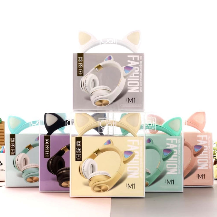 Cat Ears Bluetooth Wireless Headphones Gaming Headset with Light