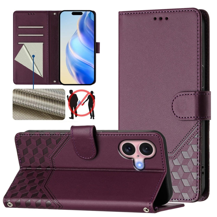 Honeycomb Embossing RFID Leather Phone Case