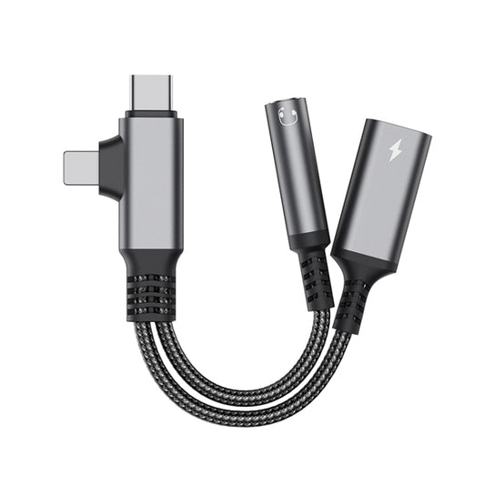 4 in 1 USB-C / Type-C, 8 Pin to 3.5mm, USB-C / Type-C Audio Adapter Cable, 4 in 1, 70mm