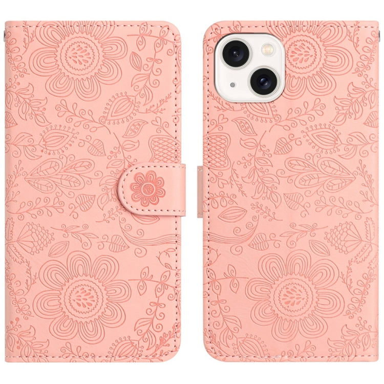 Floral Embossed Pattern Leather Phone Case