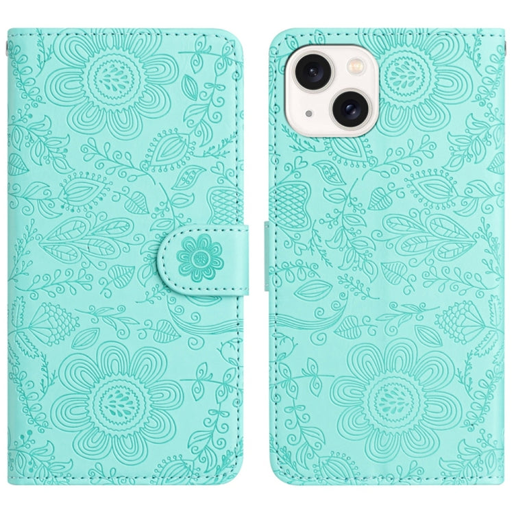 Floral Embossed Pattern Leather Phone Case