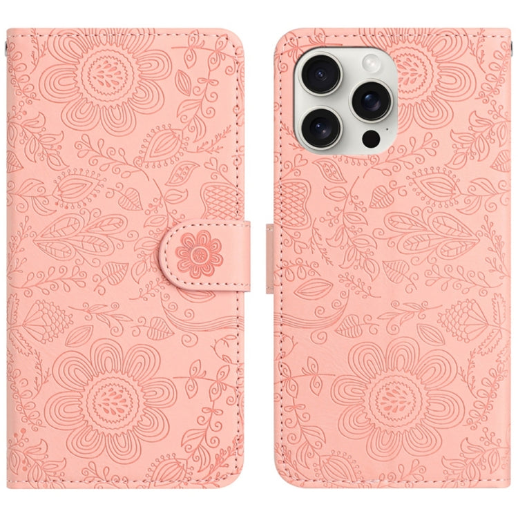 Floral Embossed Pattern Leather Phone Case