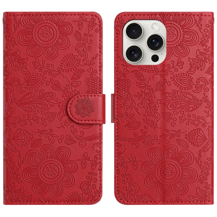 Floral Embossed Pattern Leather Phone Case