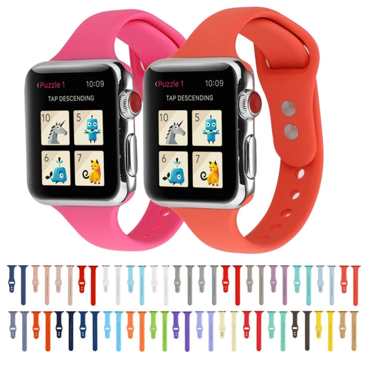 Thin Silicone Double Buckle Replacement Wrist Strap, For Apple Watch 5 & 4 44mm / 3 & 2 & 1 42mm, For Apple Watch Series 7 41mm / 6 & SE & 5 & 4 40mm / 3 & 2 & 1 38mm, For Apple Watch Series 8&7 41mm / SE 2&6&SE&5&4 40mm / 3&2&1 38mm