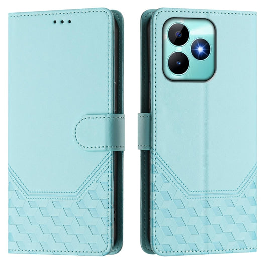 Honeycomb Embossing RFID Leather Phone Case, For Realme Note 50 4G Global / C51 / C53, For Realme 12 Pro 5G / 12 Pro+ 5G Global, For Realme C67 4G Global, For Realme 11 5G Global / 11x 5G / C67 India, For Realme 11 4G Global, For Realme GT3 / GT5 240W...