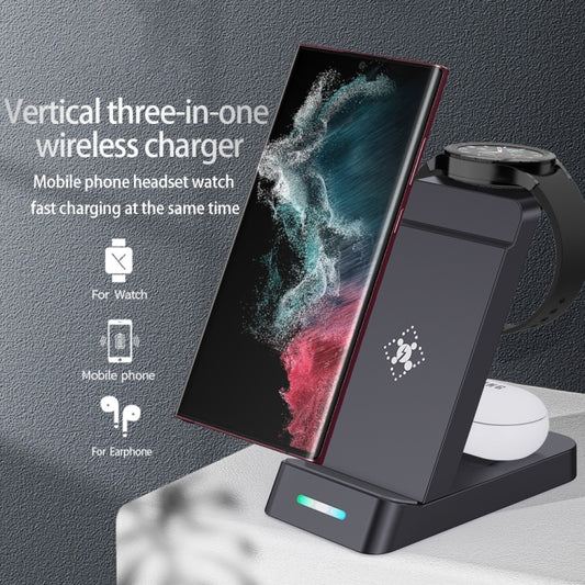 B20A 15W Qi Wireless Charger 3-in-1 Vertical Stand Phone Holder for Samsung Watch / Galaxy Buds, B20A for Samsung