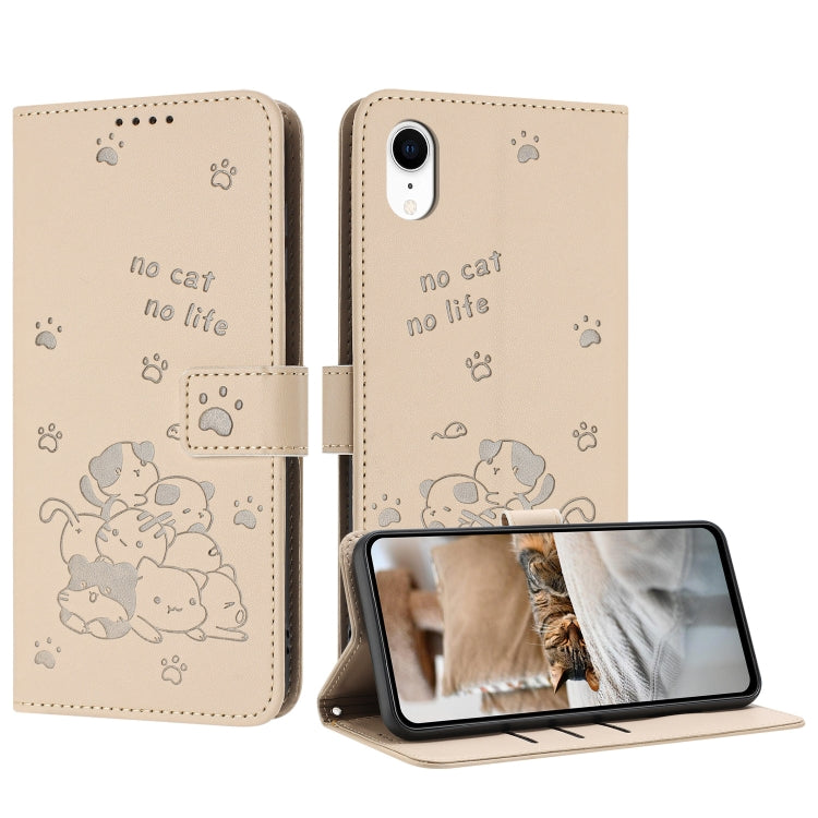 Embossed Kitten Phone Leather Case with Lanyard