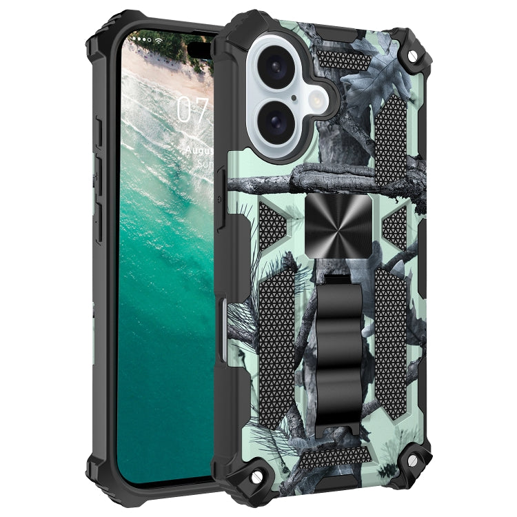 Camouflage Armor Kickstand TPU + PC Magnetic Phone Case, For iPhone 18 Pro / 17 Pro, For iPhone 18 Pro Max / 17 Pro Max, For iPhone 16 Pro Max, For iPhone 16 Pro, For iPhone 16 Plus, For iPhone 16