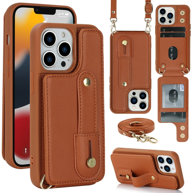 Wristband Vertical Flip Wallet Back Cover Phone Case with Long Lanyard