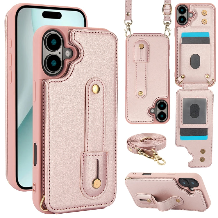Wristband Vertical Flip Wallet Back Cover Phone Case with Long Lanyard