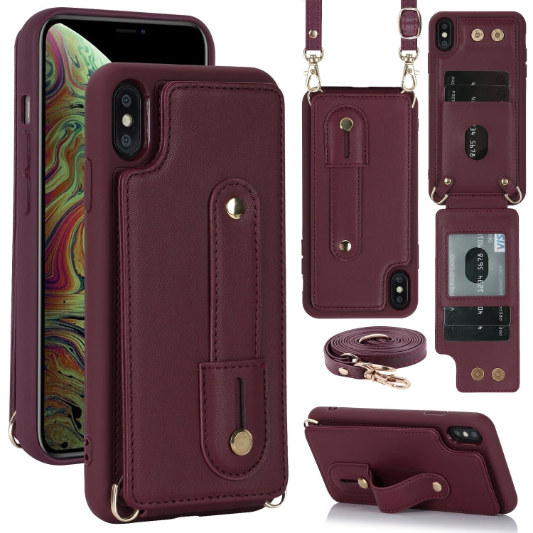 Wristband Vertical Flip Wallet Back Cover Phone Case with Long Lanyard