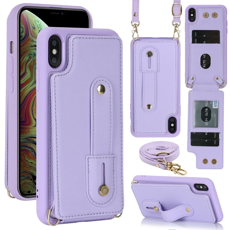 Wristband Vertical Flip Wallet Back Cover Phone Case with Long Lanyard
