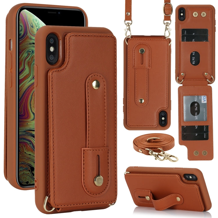 Wristband Vertical Flip Wallet Back Cover Phone Case with Long Lanyard