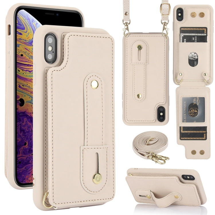 Wristband Vertical Flip Wallet Back Cover Phone Case with Long Lanyard