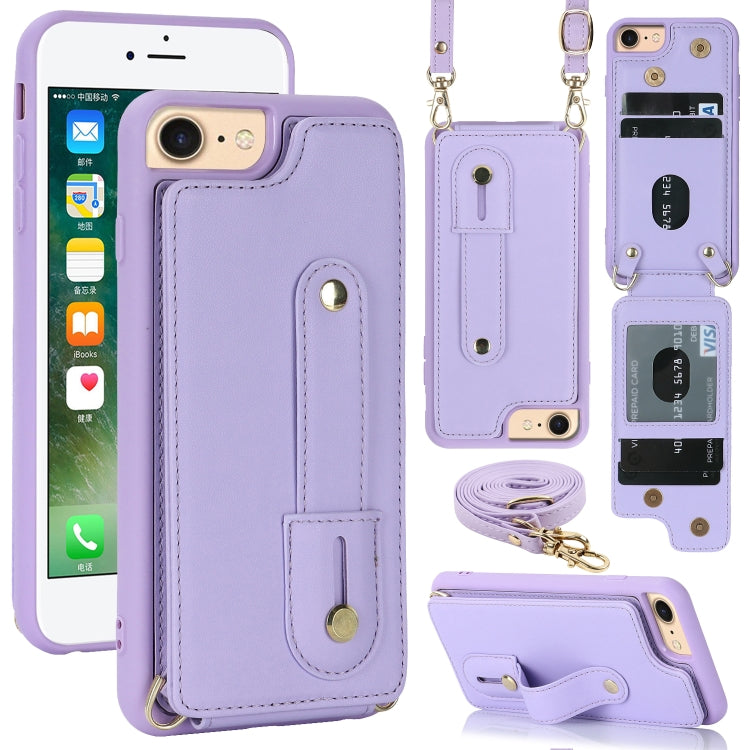 Wristband Vertical Flip Wallet Back Cover Phone Case with Long Lanyard